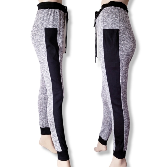 Freeloader Gray Marled Long Sweatpant Joggers W/ Black Contrast Side Stripes - Picture 4 of 8